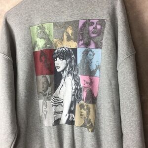 Taylor Swift Gray Sweatshirt with Multicolor Graphic Era Tour Sweatshirt XL